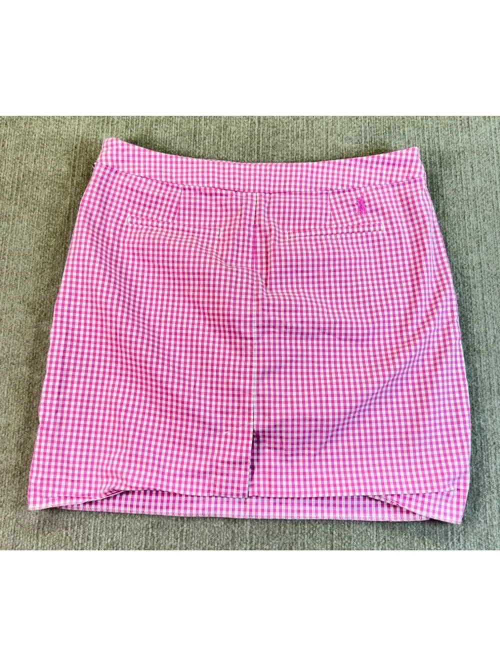 Ralph Lauren Golf Pink White Gingham Skirt Size 10 Vintage Preppy Barbie